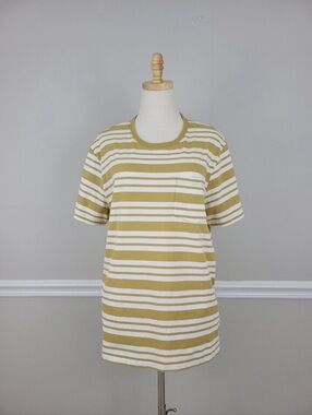 Madwell Striped Pocket Tee in Mustard and White Top